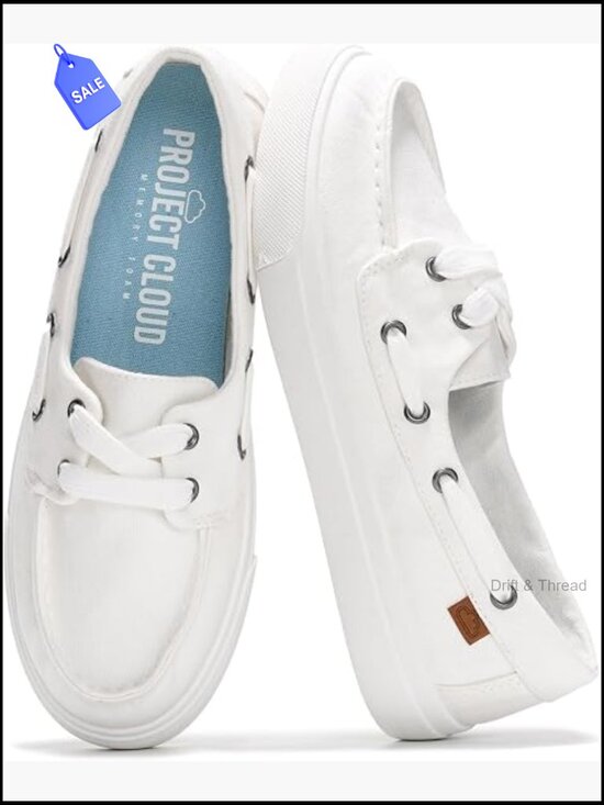 Shoes - Canvas Slip On Sneakers Memory Foam Insole Lightweight Non-Slip Sole